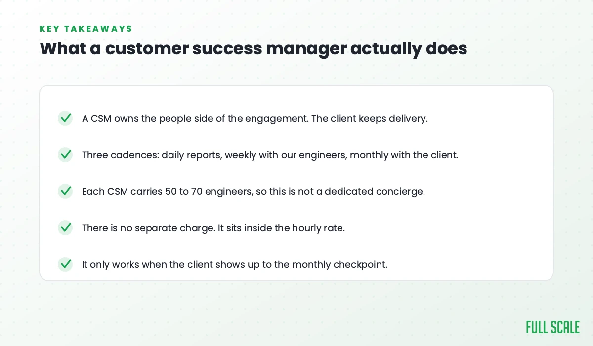 Five key takeaways on what a Full Scale customer success manager does