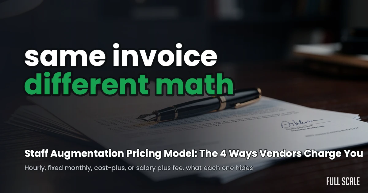 Staff augmentation pricing model: the four ways vendors charge you, over a signed contract and pen