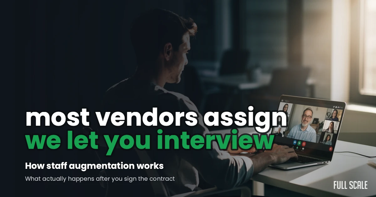 The staff augmentation process: a client interviews a candidate over video call before they join the team