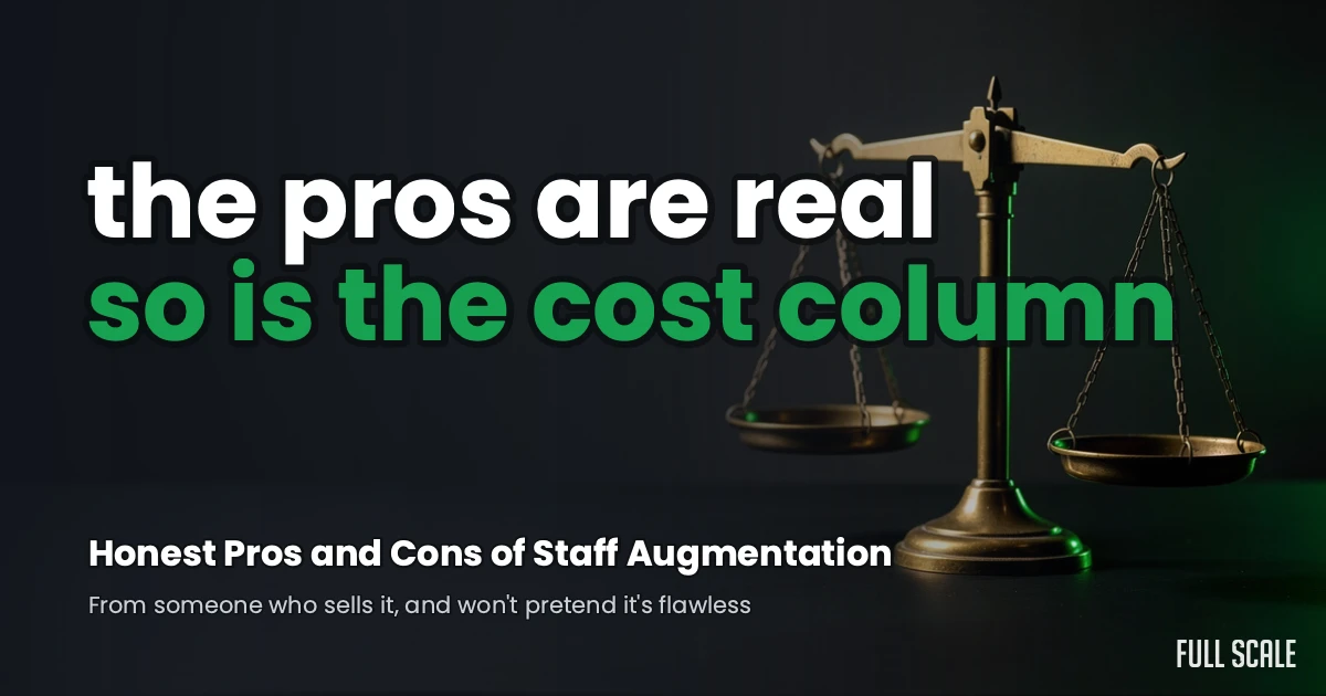 A balance scale representing the honest pros and cons of staff augmentation