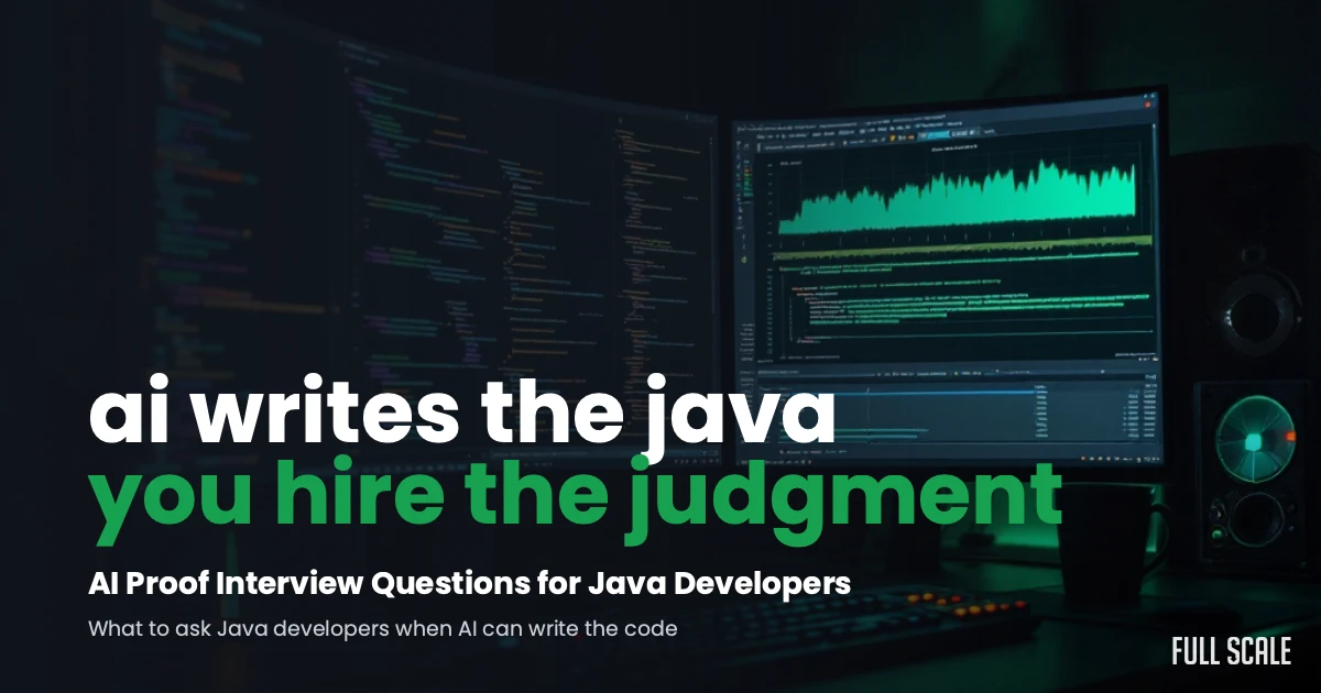 AI-proof interview questions for Java developers, a developer's dark workspace
