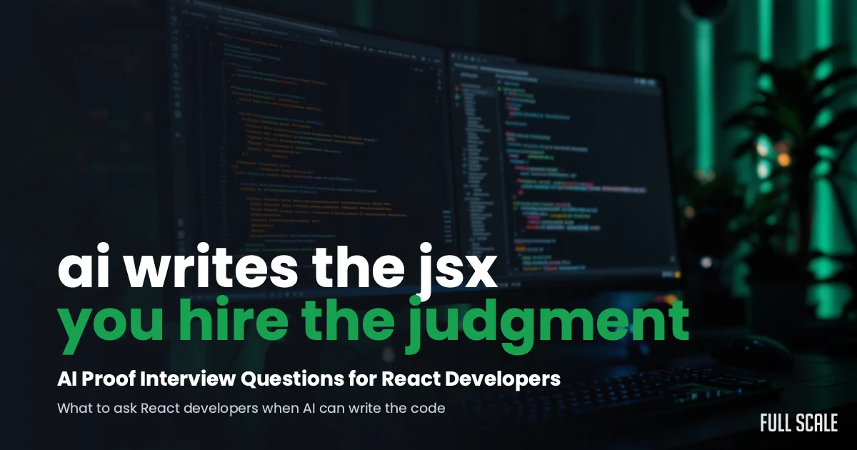 AI-proof interview questions for React developers, a developer's dark workspace