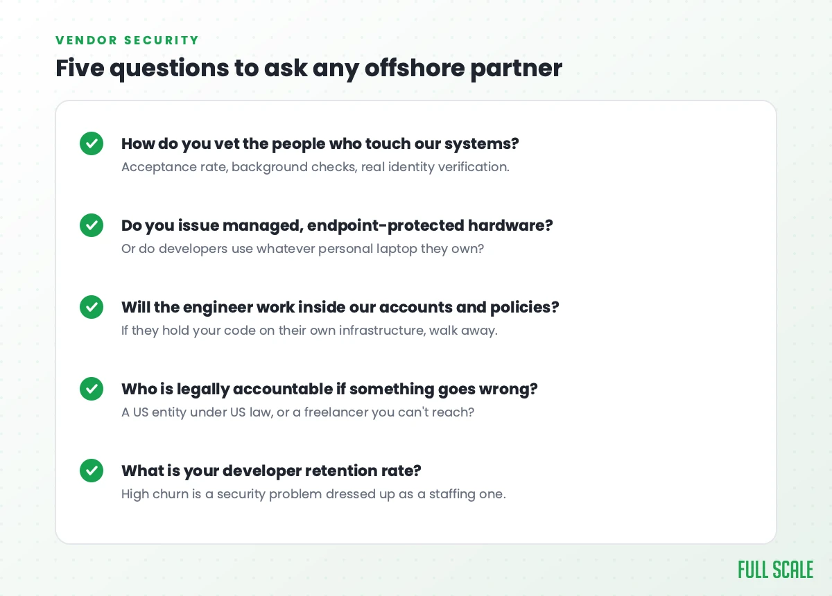 Five security questions to ask any offshore development partner before signing