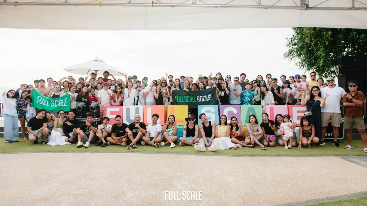 Full Scale employees and their families at a company event in the Philippines